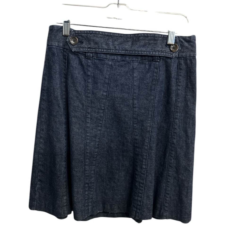 Vintage Ann Taylor Dark blue denim pleated mini skirt with button closure